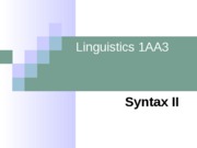 Syntax II