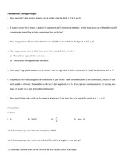 Fundamental Counting Principle Test Study Guide