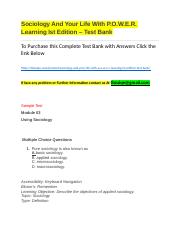 Sociology And Your Life With P.O.W.E.R. Learning Ist Edition – Test Bank.docx