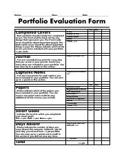 Portfolio Evaluation (3)