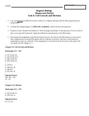 Biology Regents - Homework Packet 5 - Cell Growth and Division.docx