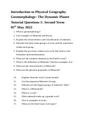Introduction to Physical Geography Tutorial 2 Second Term 5th May 2022.docx