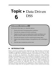 Topic 6 Data Driven DSS