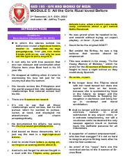 BSU GEd 103 Module 5 All the Girls Rizal loved Before Notes and Reviewer.pdf