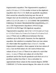 PLANE Trigonometry test prep (Page 3736-3738)