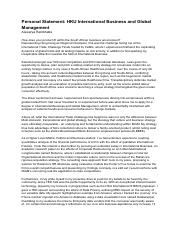 hku global management personal statement