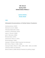 HIS162 List of Assassinated Leaders study sheet