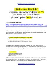 HESI Mental Health RN Questions and Answers from V1-V3 TestBanks and Actual Exams (Latest Update 202