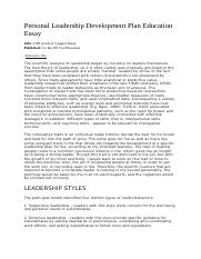A Personal Leadership Development Plan_Essay Sample 02.docx