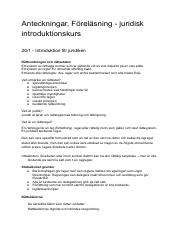 JIK, Anteckningar, Föreläsning - juridisk introduktionskurs.pdf