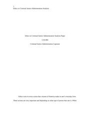 CJA 484 Week 2 Individual Assignment Ethics in Criminal Justice Administration Analysis