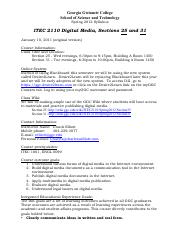 Syllabus-2110-25and31_v1.pdf - Georgia Gwinnett College School of Science and Technology Spring 2012 Syllabus ITEC 2110 Digital Media, Sections 25 and | Course Hero