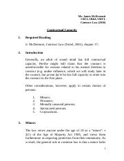 Contract Law 2016 Topic 5 Contractual Capacity