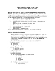 Study Guide for Natural Science Final 2012