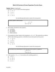 linear equations practice test pdf