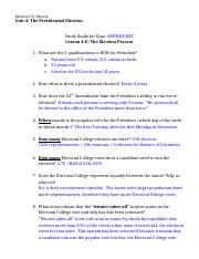 Study Guide for Quiz on Lesson 4-E_ The Election Process ANSWER KEY.docx