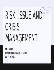 Risk, Issue and Crisis Management Assignment.pptx