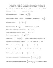 Formula Sheet 2