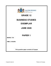 topics in business studies paper 1