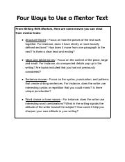 Four Ways to Use a Mentor Text.pdf