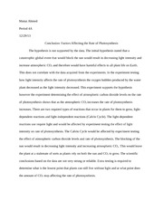 Conclusion: Factors Affecting the Rate of Photosynthesis