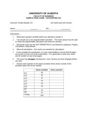 ACCT311 Accounting midterm sample with solutions 2010