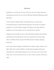 Hyderabad Essay