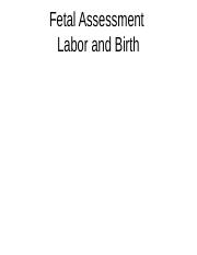 Mat - CY Week 6 - Fetal Assessment - Labor and Birth