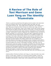 A Review of The Role of Toni Morrison and Gene Luen Yang on The Identity Triumvirate.docx