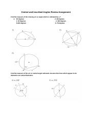 Copy of Central and Inscribed Angles Review Assignment