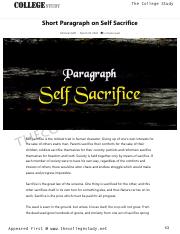 Self-Sacrifice In A Short Story