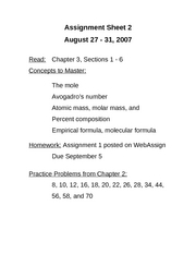 Chem 184 - Assignment Sheet 2