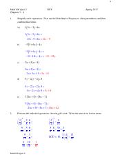 Math 009 Quiz 2 Spring 2017 KEY