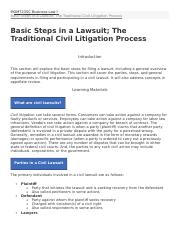 MGMT235C Business Law I-Basic Steps in a Lawsuit; The Traditional Civil Litigation Process.docx
