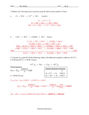 Exam 3 Solution Spring 2014 on General Chemistry