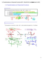 1.4 Transformations on Polynomial Functions EDIT Filled 2014 Q1