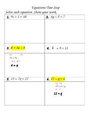 Two-Step Equations Assignment 1 Key.docx