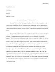 An analysis of Langston’s “Mother to Son” poem.docx