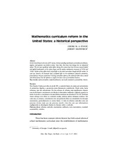 Mathematics curriculum reform in the united state -  a historical perspective