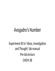 Avogadro’s Number PreLab
