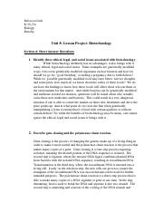 Unit 8- Lesson Project- Biotechnology