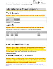 how to review monitoring visit report