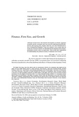 Essay: Finance, Firm Size, and Growth