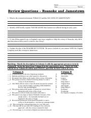 Review Questions - Roanoke and Jamestown.doc
