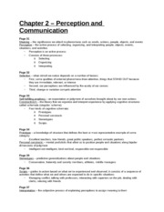Study Guide - Chapter 2 - Perception and Communication