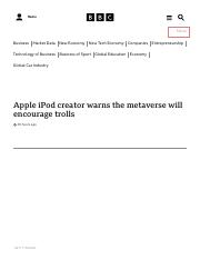 Apple iPod creator warns the metaverse will encourage trolls - BBC News.pdf