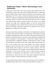 Reflection Paper When Technology Cross Humanity.docx