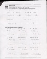 9 6 Worksheet Solving Quadratic Equations By Factoring Name Date