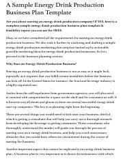 A Sample Energy Drink Production Business Plan Template | ProfitableVenture.com.pdf