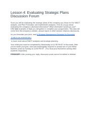 Lesson 4_ Evaluating Strategic Plans Discussion Forum.docx